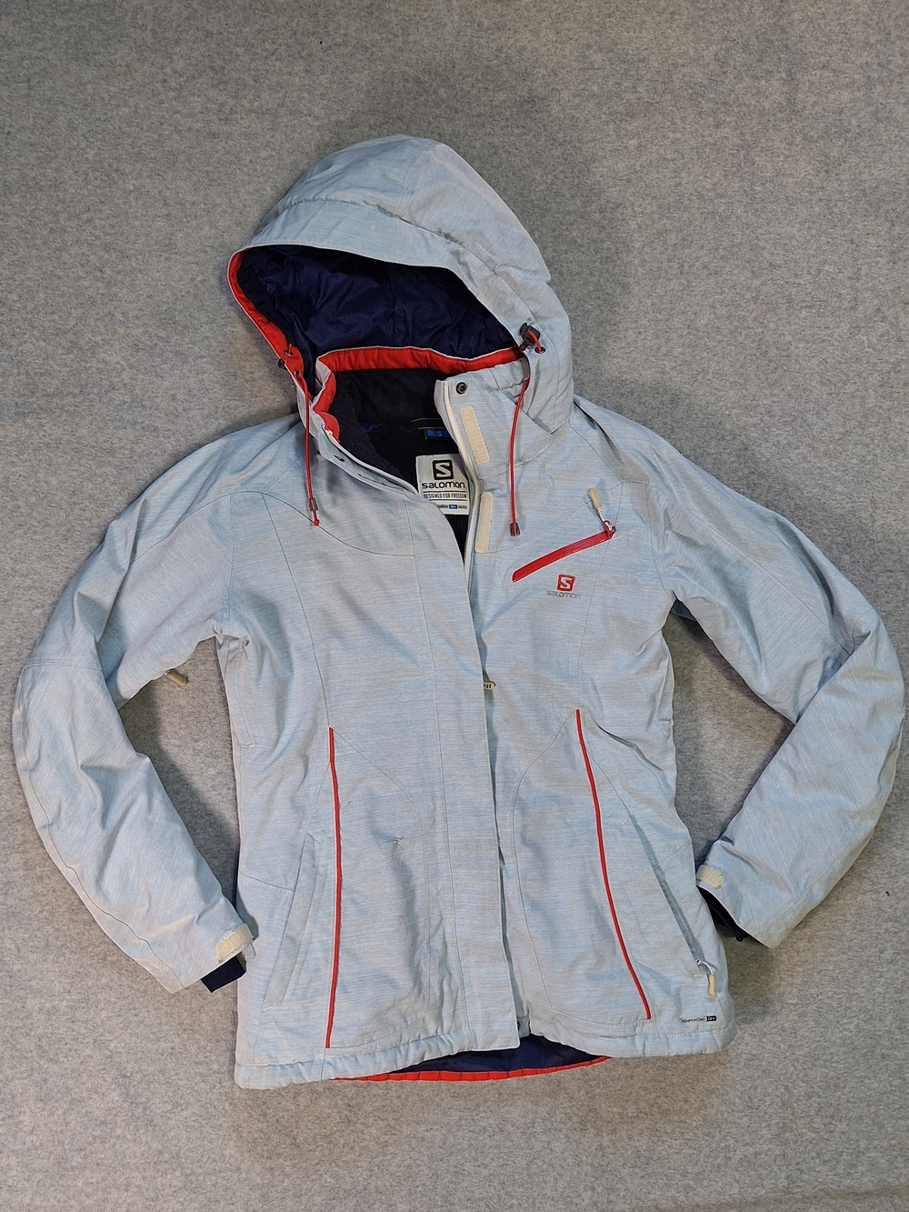 Salomon AdvancedSkin Dry Women's Heather Light Blue Hooded Ski Jacket Size S